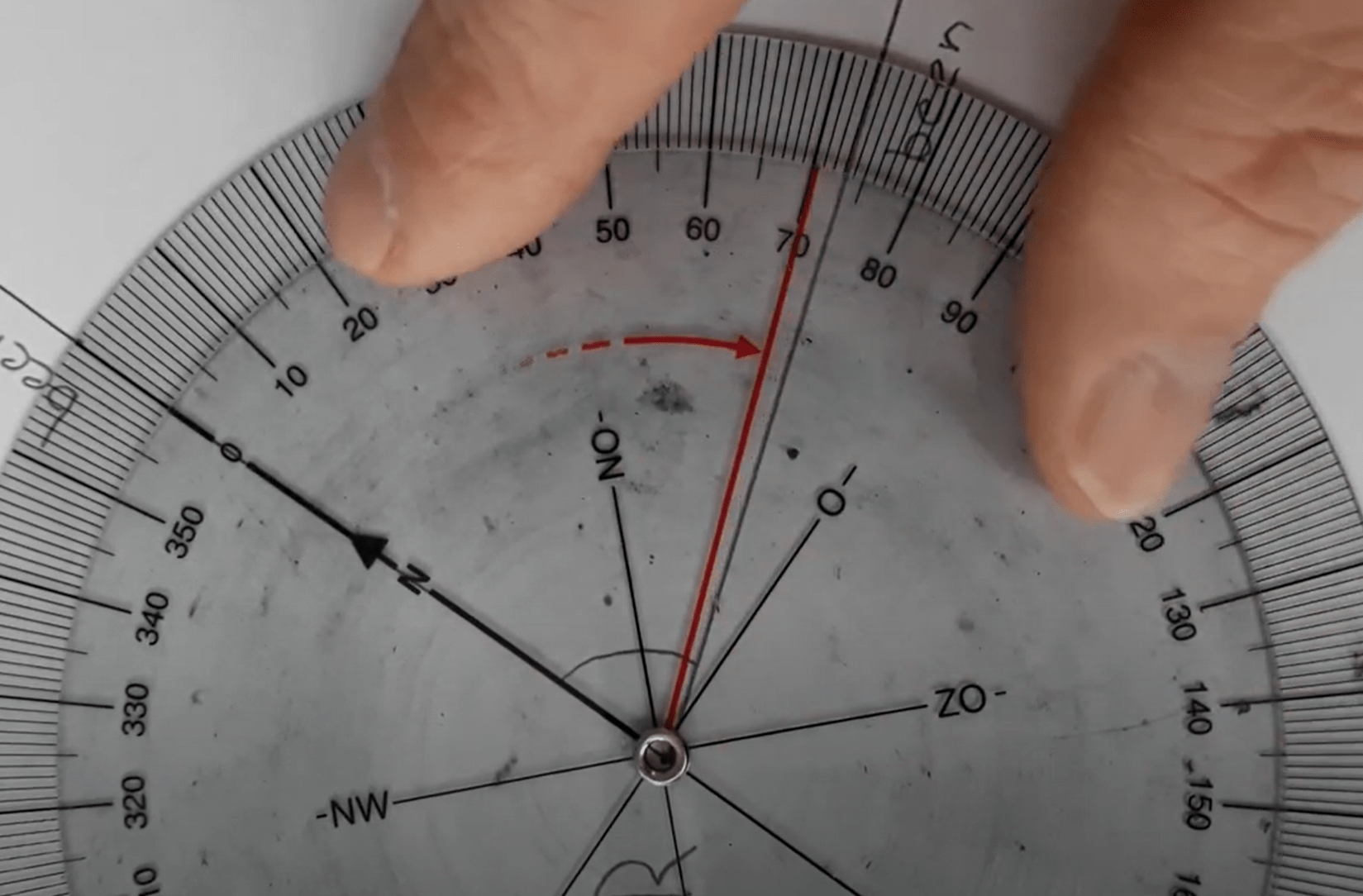 Hoek meten met koershoekmeter 2