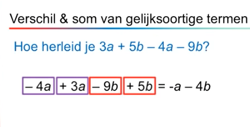 Som en verschil bij gelijksoortige termen