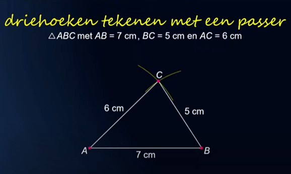 Driehoek tekenen met een passer