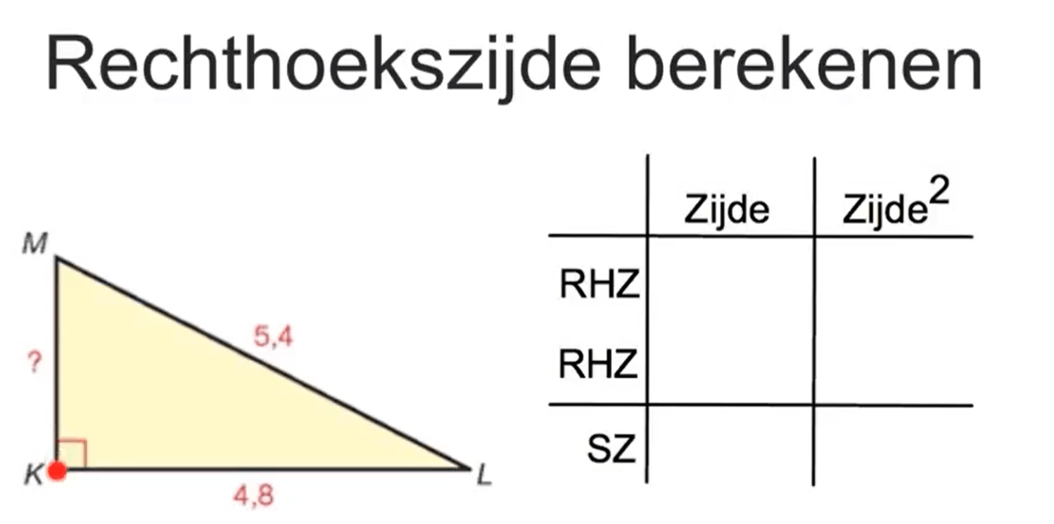 Pythagoras - korte zijde berekenen