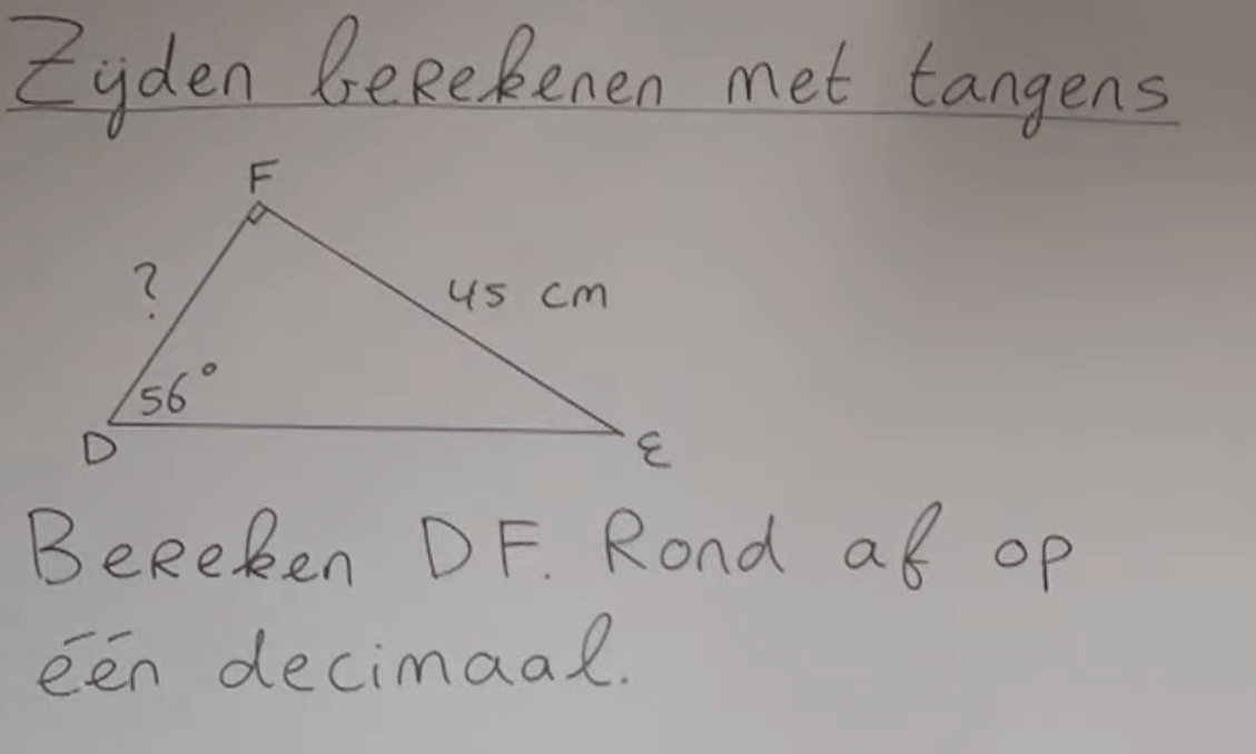 Zijde berekenen met tangens 1